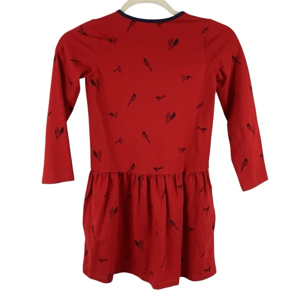 Mightly Red Dress with Navy Birds - Picture 2 of 5